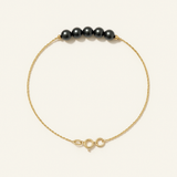 Pulsera- Perla cultivada de agua dulce - Diámetro 3-4 mm Negro Tahití - Oro amarillo