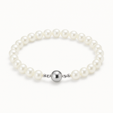 Pulsera- Perlas Cultivadas de Agua Dulce- Semi Redondas 6-7 mm Blancas- Joyería Mujer- Plata 925 Milésimas