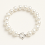 Pulsera- Perlas Cultivadas de Agua Dulce- Semi Redondas 9-10 mm Blancas- Joyería Mujer- Plata 925 Milésimas