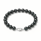 Pulsera- Perlas Cultivadas de Agua Dulce- Semi Redondas 6-7 mm Negro Tahití-Plata