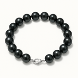 Pulsera- Perlas Cultivadas de Agua Dulce- Semi Redondas 9-10 mm Negro Tahití-Plata