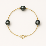 Pulsera - Perlas cultivadas de agua dulce en círculos 8-9 mm blancas - Joyería para mujer - Oro amarillo
