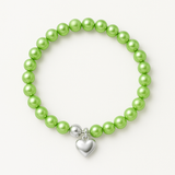 Pulsera de la Suerte - Perla de Agua Dulce - Redonda 5-6 mm Verde Tónico