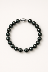 Pulsera de la Suerte- Perla de Agua Dulce- Redonda 5-6 mm Negra Tahití-