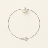 Pulsera- Perla Cultivada- Diámetro 8-9 mm Blanco- Plata