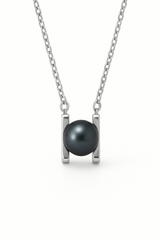 Collar de perlas cultivadas de agua dulce de Tahití negro plateado 2C