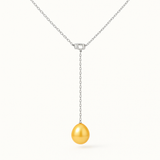 Collar Corbata - Perla Cultivada de Agua Dulce - Diámetro 9-10 mm Oro - Plata de Ley 925