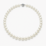 Collar- Perla de Agua Dulce- Semi Redonda 8-9 mm Blanco- Joyería de Mujer