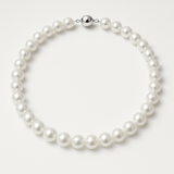 Collar- Perla de Agua Dulce- Semi Redonda 9-10 mm Blanco- Joyería de Mujer