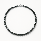 Collar- Perla de Agua Dulce- Semi Redonda 5-6 mm Negro Tahiti- Joyería de Mujer