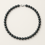 Collar- Perla de Agua Dulce- Semi Redonda 7-8 mm Negro Tahiti- Joyería de Mujer