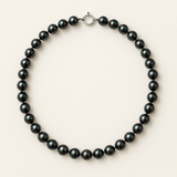 Collar- Perlas Cultivadas de Agua Dulce Redondas 7-8 mm Tahití Negras- Joyería para Mujer- Oro Blanco