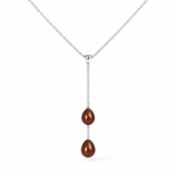 Collar Toi & Moi 2 Perlas Cultivadas 7-8 mm Chocolate - Plata