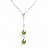 Collar Toi & Moi 2 Perlas Cultivadas 7-8 mm Verde Tónico - Plata
