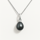 Colgante- Perla cultivada de agua dulce- Diámetro del botón 5-6 mm Negro Tahití- Joyería para mujer- Oro blanco