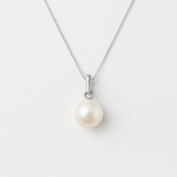 Colgante- Perla Cultivada- Botón Diámetro 6-7 mm Blanco- Oro Blanco