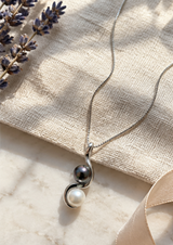 Collar Toi & Moi de Plata en perla de Tahití y perla de agua dulce