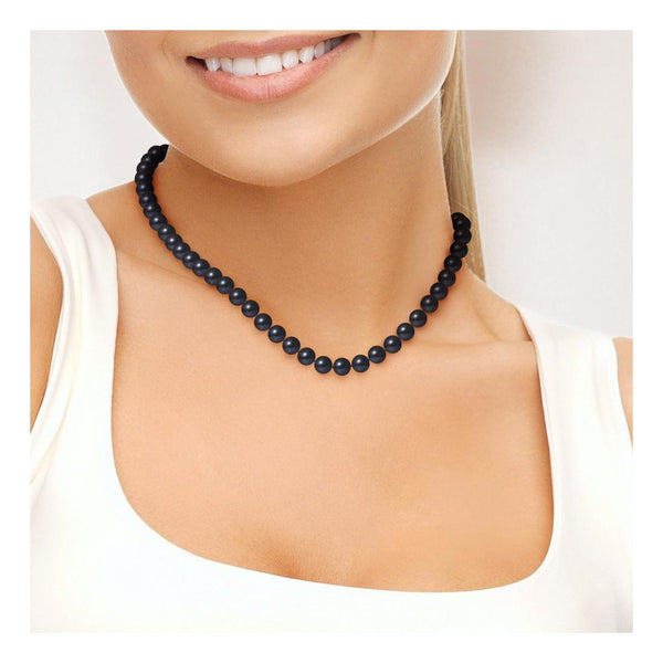 Collar de Perlas Cultivadas Negras Semiredondas | noëlyse