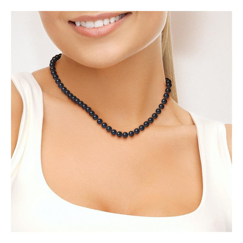 Collar semicircular de perlas cultivadas negras | noelyse