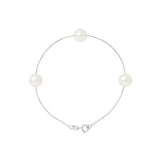 Pulsera 3 Perlas Cultivadas - Diámetro 7-8 mm Blancas - Plata