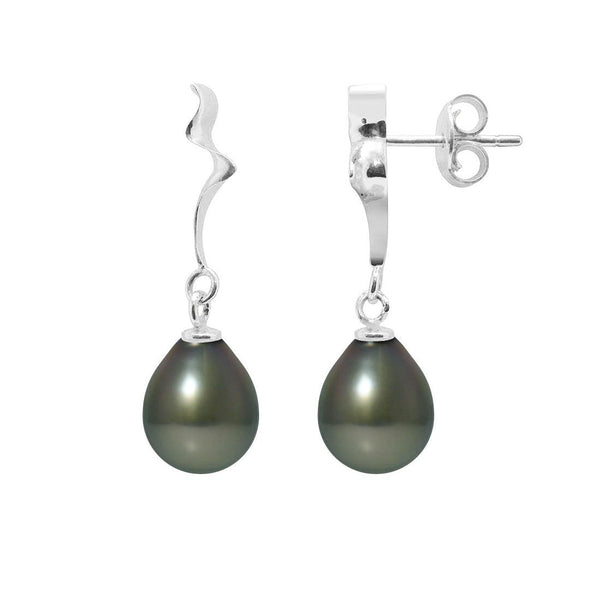 Pendientes - Perlas de Tahití 9-10 mm - Plata