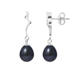 Pendientes - Perlas Botón Cultivadas 8-9 mm - Tahití Negro