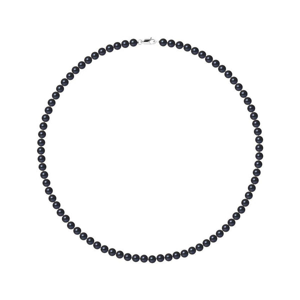 Collar de Perlas Cultivadas Redondas 5-6 mm Tahití Negras - Plata