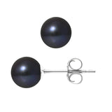 Pendientes - Perlas Cultivadas de Agua Dulce Redondas 7-8 mm Negras Tahití - Joyería Mujer