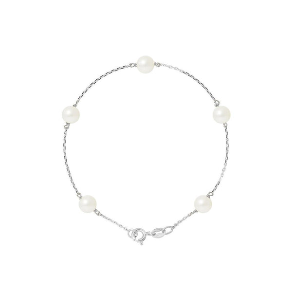 Pulsera de Perlas Cultivadas Redondas 6-7 mm Blanco Natural - Joyería Mujer