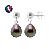 Pendientes - Perlas Cultivadas de Tahití - Ovaladas Diámetro 8-9 mm - Plata de Ley 925