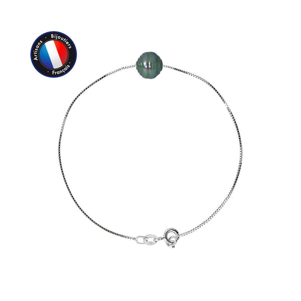 Pulsera- Perla Cultivada de Tahití- Redonda 9-10 mm- Joyería Mujer- Plata 925 Milésimas