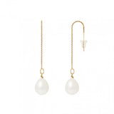 Pendientes - Perlas Cultivadas de Agua Dulce - Pera Diámetro 8-9 mm Blanco - Oro Amarillo