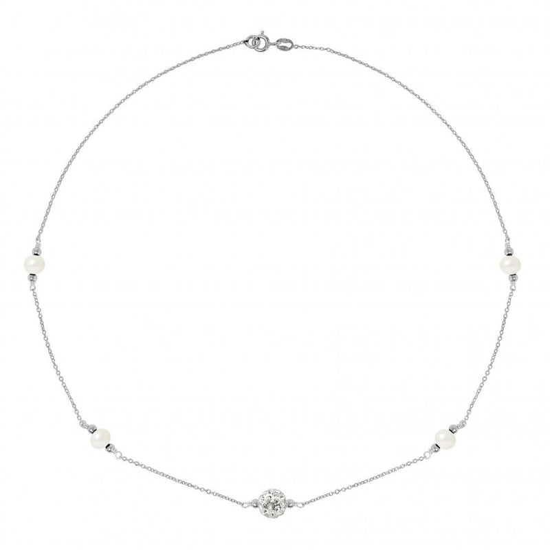 Collar de Perlas Cultivadas CRYSTAL Diámetro 5-6 mm Cristal Blanco-Plata