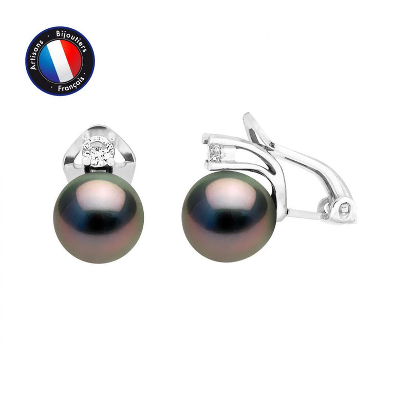 Pendientes -Perlas de Tahití- Ovalado Diámetro 8-9 mm- Plata