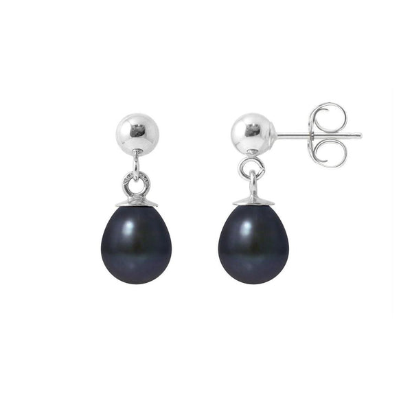 Pendientes - Perlas Cultivadas de Agua Dulce - Diámetro 6-7 mm Negro Tahití - Joyería Mujer