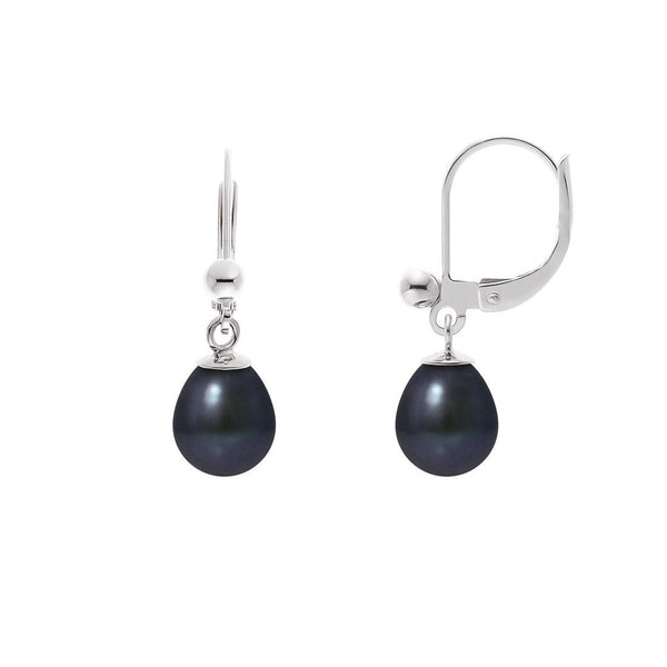 Pendientes- Perlas Cultivadas 7-8 mm Negras Tahití- Plata