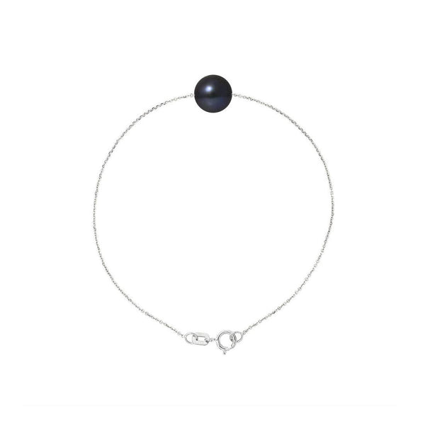 Pulsera- Perla Cultivada de Agua Dulce- Diámetro 8-9 mm Negro Tahití- Plata 925 Milésimas