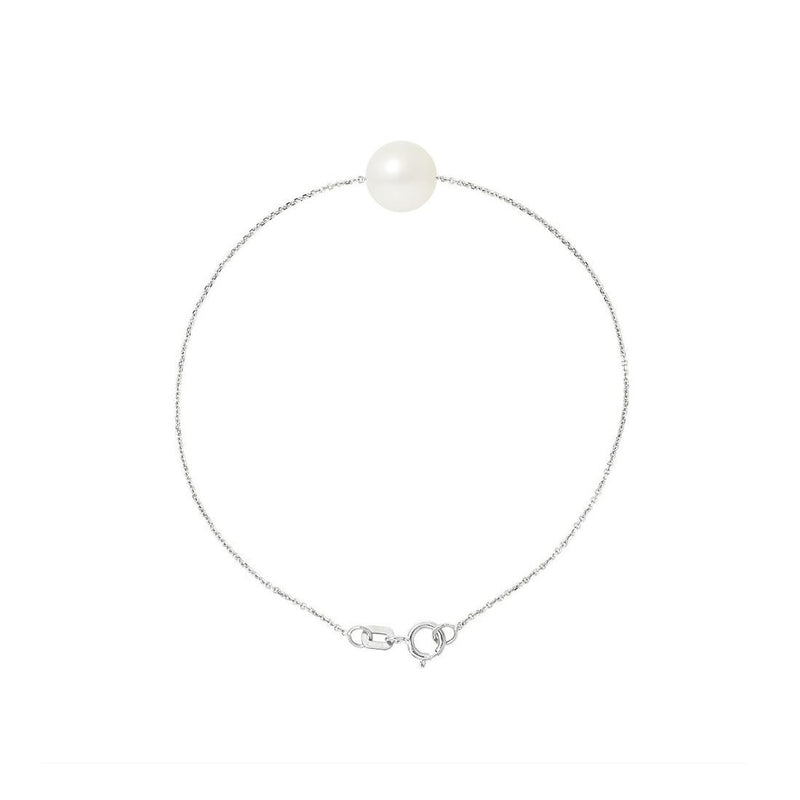 Pulsera- Perla Cultivada- Diámetro 8-9 mm Blanco- Plata