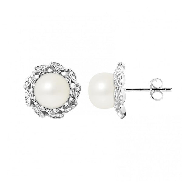 Pendientes - Perlas cultivadas de agua dulce blancas Corolle - Joyería para mujer - Plata de ley 925