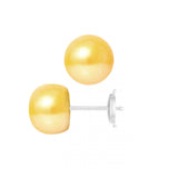 Pendientes Botón de Perlas Cultivadas de Agua Dulce Diámetro 9-10 mm Oro Oro Blanco