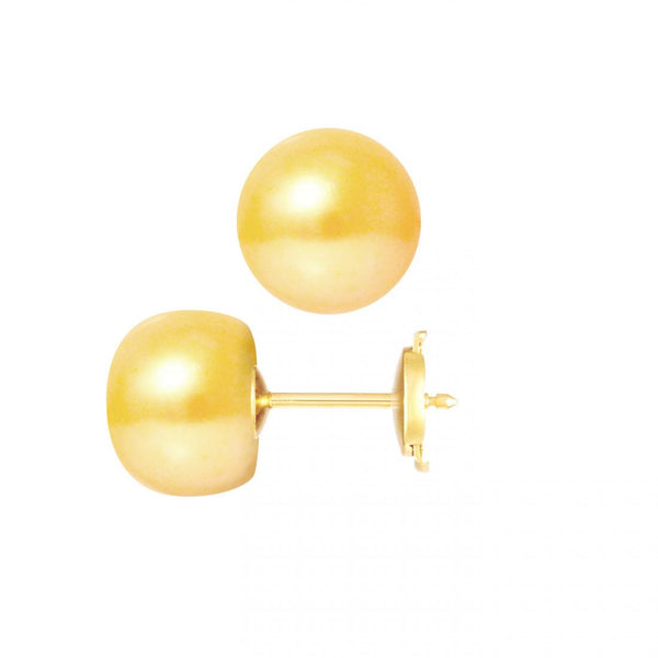 Pendientes - Perlas Cultivadas de Agua Dulce - Diámetro Botón 9-10 mm Oro - Joyería Mujer - Oro Amarillo