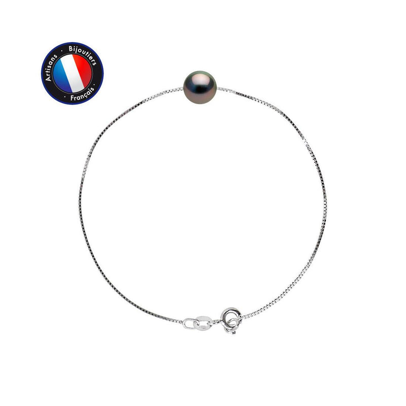 Pulsera- Perla Cultivada de Tahiti- Redonda 9-10 mm- Plata 925 Milésimas