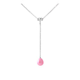 Collar Corbata - Perla Cultivada de Agua Dulce - Diámetro 9-10 mm Rosa Fucsia - Plata de Ley 925