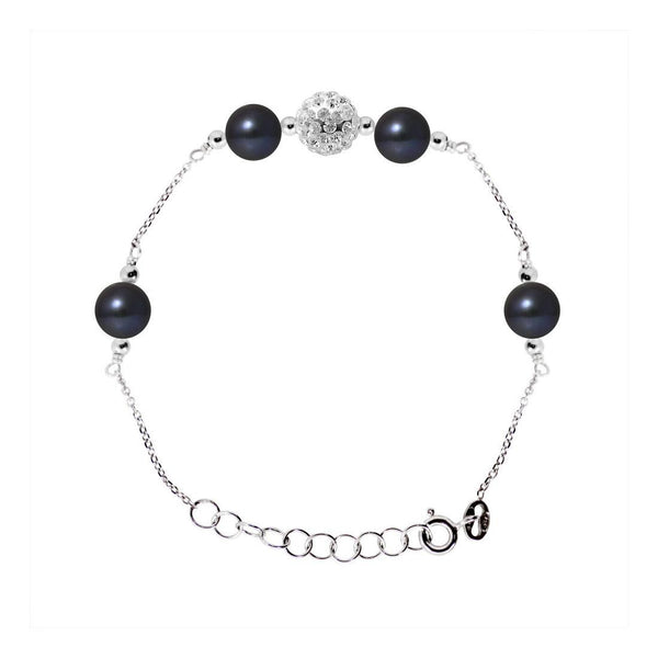 Pulsera 4 Perlas Cultivadas de Agua Dulce - Diámetro 6-7 mm Negro Tahití - Plata 925 Milésimas