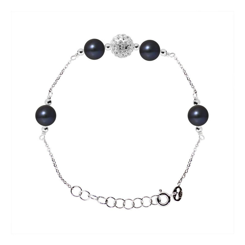 Pulsera 4 Perlas Cultivadas de Agua Dulce - Diámetro 6-7 mm Negro Tahití - Plata 925 Milésimas