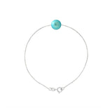 Pulsera- Perla cultivada de agua dulce- Diámetro 8-9 mm Azul turquesa- Plata de ley 925