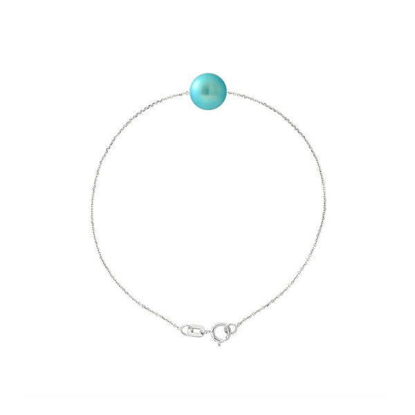 Pulsera- Perla cultivada de agua dulce- Diámetro 8-9 mm Azul turquesa- Plata de ley 925