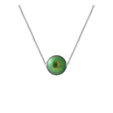 Collar - Perla Cultivada de Agua Dulce - Diámetro 9-10 mm Verde Intenso - Plata de Ley 925