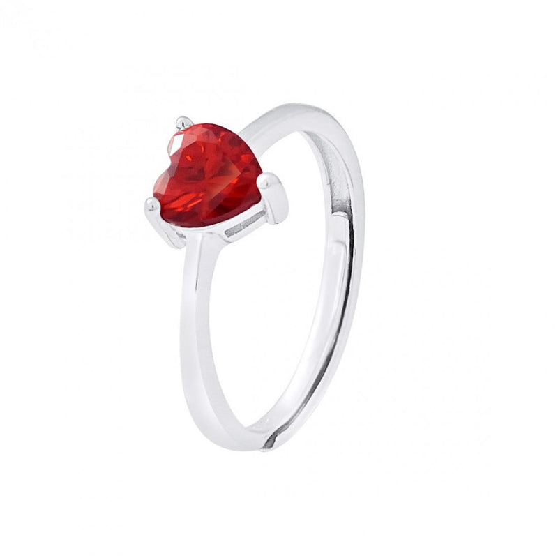 Anillo ajustable con motivo “CORAZÓN” de cristal rojo