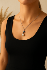 Collar Toi &amp; Moi de Plata en perla de Tahití y perla de agua dulce